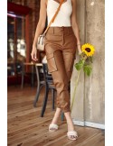 Pantaloni cargo, piele ecologica, maro 24550 - Magazin online - Boutique